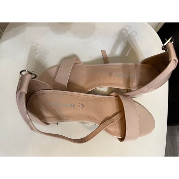 Steve Madden Women's Open Toe Ankle Strap Block Heel JCarrson Sandals Nude Sz 7 - Picture 8 of 14